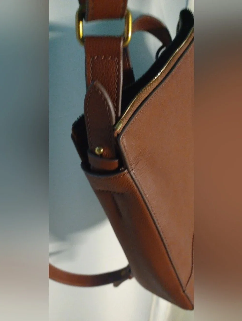 FOSSIL - NEW Genuine Brown Pebbled Leather Crossbody Tote / Convertible Backpack - Picture 6 of 10